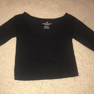 Black Long Sleeve Crop Top